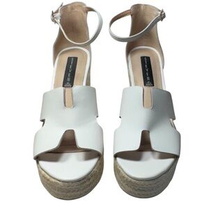 Steven by Steve Madden Sirena White Leather Espadrille Wedges Size 9
